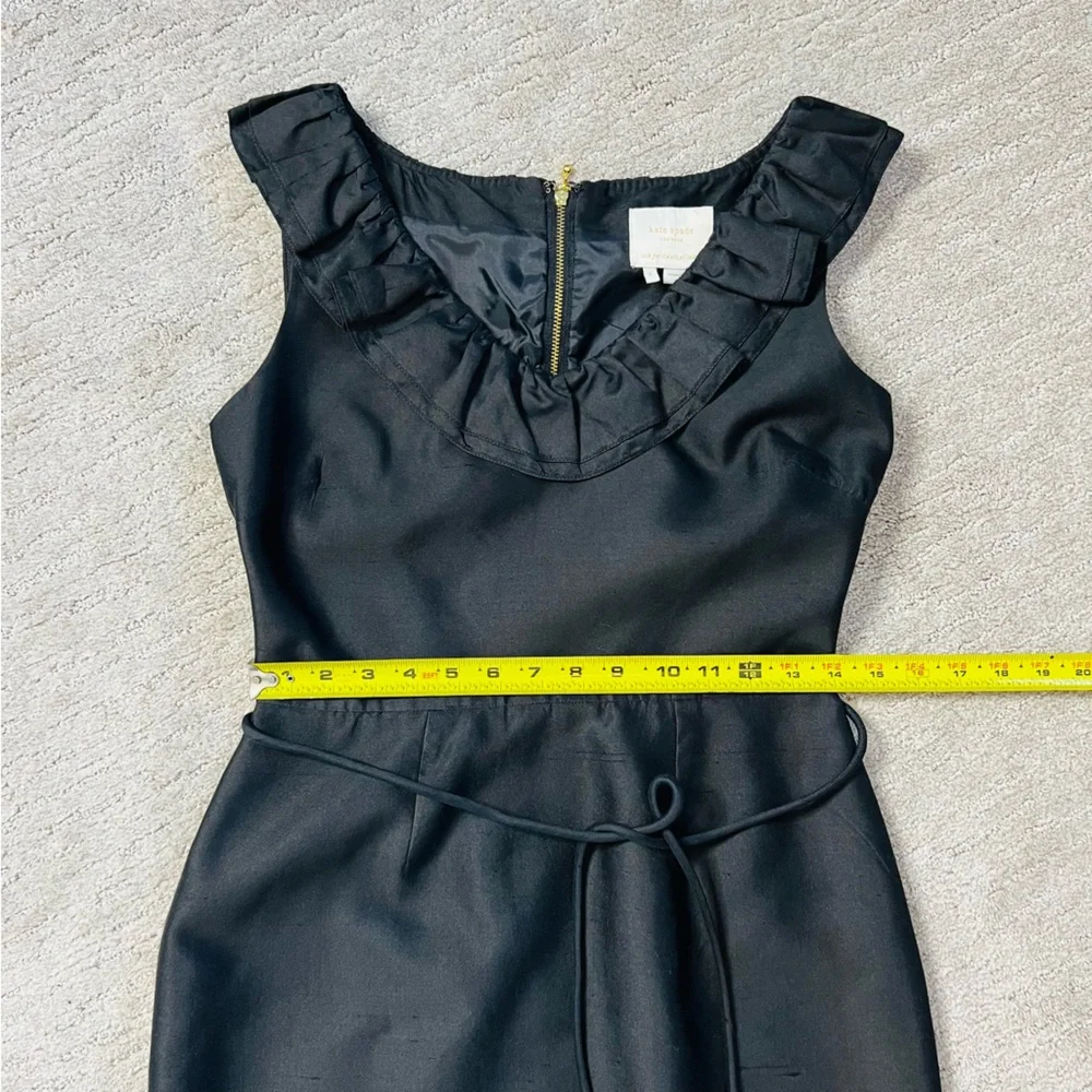 Kate Spade Black Silk with Gold Zipper Structured Cocktail Dress